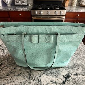 Kate Spade leather teal ostrich embossed bow bag